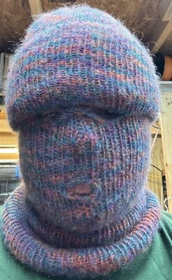 Máscara esquí pasamontañas 3 agujeros naranja verde azulado rosa mezcla mohair (2 máscaras) Foto 1 de 4