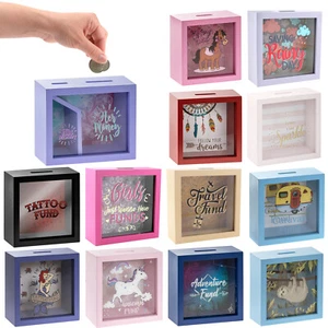 Grandes cajas de dinero de madera alcancía caja de ahorro fondos de monedas ahorros lata idea de regalo - Imagen 1 de 34