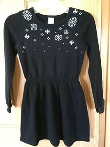 NWT Gymboree Holiday Shop Snowflake Sweater Dress Black Girls Outlet - Picture 1 of 1