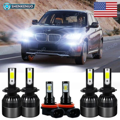 Para BMW X1 2012-2018 6000K - 6x Bombillas LED de haz alto bajo + Kit de faros antiniebla Foto 1 de 4