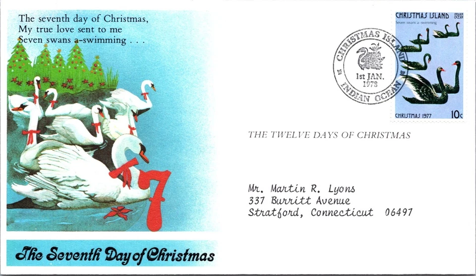 Christmas Island 1978 FDC - 7th Day Of Christmas - Indian Ocean - J8919 - Image 1 of 2