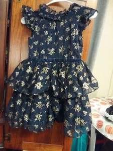  Janie and Jack Glitter Floral Chiffon Dress with Bow Size 8 - Picture 1 of 3