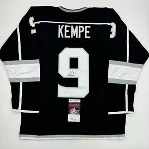 Autographed/Signed Adrian Kempe Los Angeles LA Black Hockey Jersey JSA COA - Picture 1 of 4