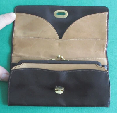 Saks Fifth Avenue Wallet Soft Kid Leather Italy Coin Purse Brown Vintage 1970's - Image 1 of 4