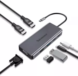 USB-C Laptop Docking Station Dual Monitor, 8-in-1 C Dock, Model UDS-08 - Picture 1 of 5