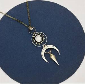 Sun & Moon Pendant Necklace Long Boho Style Celestial Jewelry Gift for Her - Picture 1 of 4