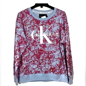 CK Jeans Logo Folie Grafik Schlangenmuster Pullover Lounge Rundhalsausschnitt Sweatshirt Neu mit Etikett M - Bild 1 von 12