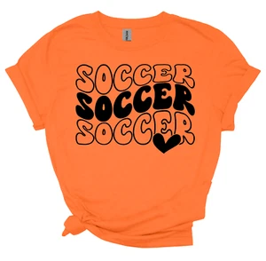 Girl’s Soccer T-Shirt - Retro font w- Heart - Gildan Youth & Adult Unisex sizes - Picture 1 of 15