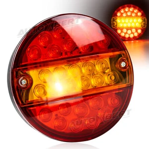 LED Trailer Rear Light Round Tail Lamp Stop Turn Light Lorry Caravan Van Tractor - Picture 1 of 6