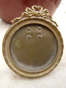 19TH Antique French Bronze Photo Miniature Portrait Frame Ribbon Style Louis XVI - Picture 1 of 4