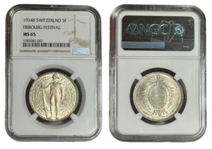 Switzerland, Shooting Festival 5 Franc 1938B MS65 (Silver) - Bild 1 von 5