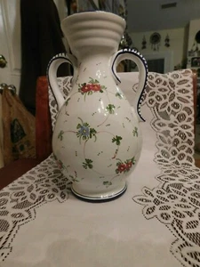 Castelli L Pardi Flower Hand painted Vase 9” Tall Signed Italy - Picture 1 of 6