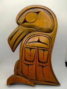 Wood Carving Raven by Eddie Campbell – Musqueam Indian Tribe –Canada 1984 - Picture 1 of 6