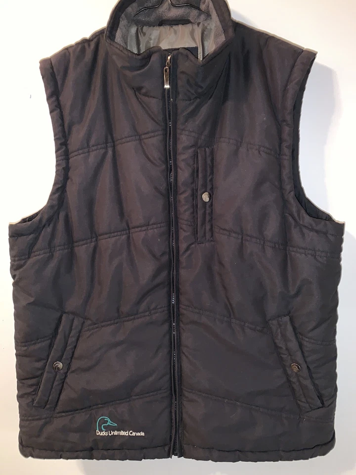 Vintage Men’s Ducks Unlimited Black Puffer Vest Size Small Hunting Outdoorsy - Image 1 of 4