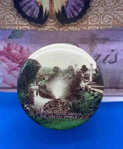 ANTIQUE CELLULOID SOUVENIR TRINKET BOX RUSTIC FOUNTAIN, CANFIELD PARK, NEW YORK - Picture 1 of 10