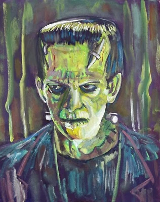 Frankenstein Boris Karloff Universal Monstruos Terror Arte Pop Pintura 16x20 Foto 1 de 2
