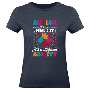 It's Not a Disability It's a Different Ability Autism Awareness Gift Ladies Top - Picture 1 of 8