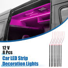 12V 15 LED Strip Light 30cm Flexible Car Interior LED Lamp Purple (Set of 8)