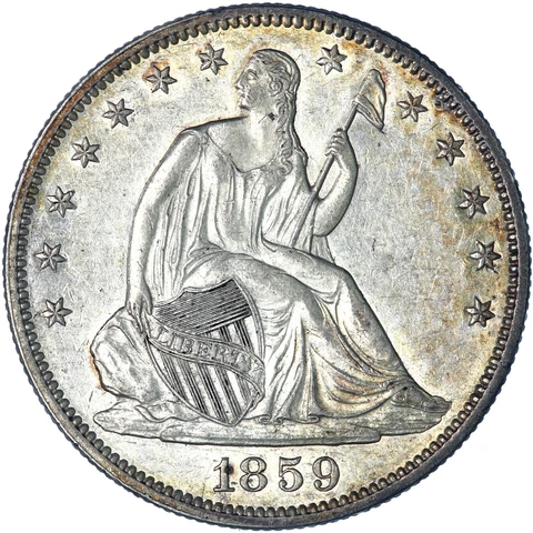 1859 P Seated Liberty Half Dollar 90% Silver About Uncirculated+ See Pics R031 Cover