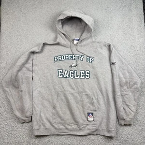 VTG Philadelphia Eagles Hoodie Mens XL Gray Y2K NFL On Field Reebok Sweatshirt - Picture 1 of 16