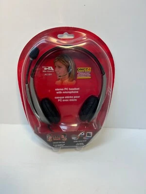 Stereo PC Headset w/Noise Canceling Microphone Technology AC-201 New Free Pops - Image 1 of 3