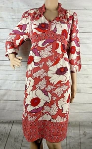 New York & Company Dress Medium Pink Floral Bohemian Kimono 100% Rayon Ruffled - Picture 1 of 12