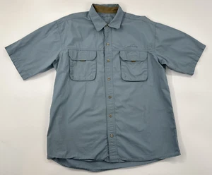 Eddie Bauer Mens Shirt Large Blue Button Up Camp Hiking Outdoor Short Sleeve - Picture 1 of 12