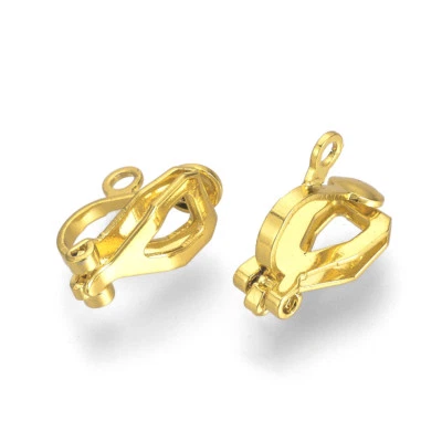 200件装金色铁质夹式耳环坯非穿孔发现挂环12毫米 — 第 1/2 张图片