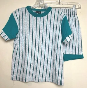 Vintage grau grün türkis Jungen Größe M (12-14) T-Shirt & Shorts Set 90er MacGregor - Bild 1 von 10