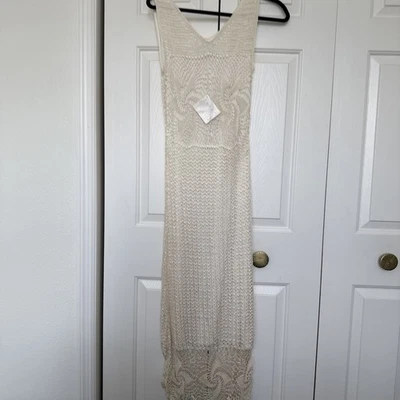 Винтажное женское платье ручной вязки Kroshetta от Papillon с подкладкой размер M кремовое бежевое - Изображение 1 из 4