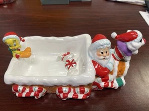 1999 Warner Brothers Studio Store Teeety & Sylvester Weihnachten Süßigkeitenschale Santa - Bild 1 von 9