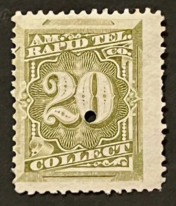 Travelstamps: US Telegraph Stamps Scott #1T12 - 20c “Collect” Used Punched NG - Picture 1 of 5