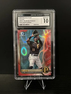 2022 Bowman Draft Chrome Shalin Polanco Red Lava Refractor /5 CGC 10 - Image 1 of 2