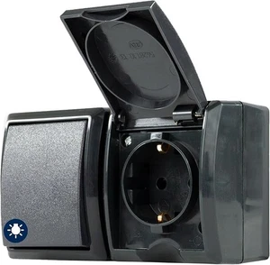 REV AquaForm, Steckdose - A/W Schalterkombination, IP44, zweipolig, Aufputz, - Bild 1 von 8