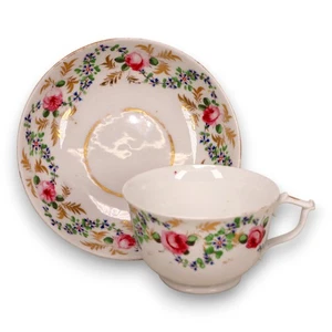 Royal Crown Derby Rose Gold Tea Cup Saucer Set England Antique 1806 to 1820 mark - Picture 1 of 10