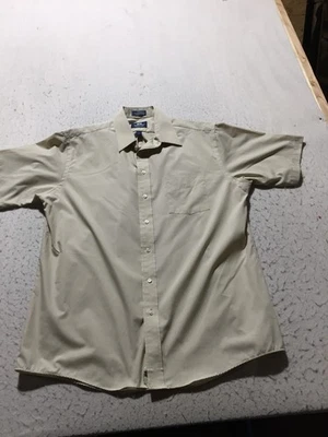Stafford Dress Shirt Mens 17 Beige Short Sleeve Button Up Broadcloth - Image 1 of 4