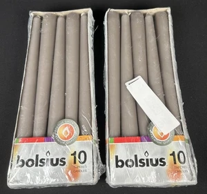 BOLSIUS 10 Pack Unscented 10 Inch Gray Household Tapered Candles 7.5 Hour New - Picture 1 of 5