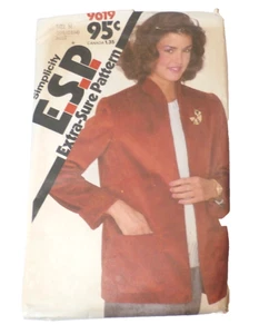 Vintage Sewing Jacket Pattern Simplicity E S P #9619 Size 10-12-14 Miss - Cut - Picture 1 of 2