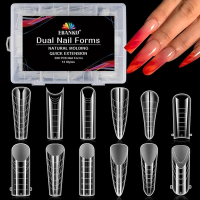 288Pcs Dual Forms for Poly Nail Gel Stiletto Coffin Ballerina Acrylic Nail Tips  - image 1 of 4