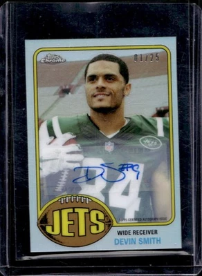 2015 Topps Chrome Devin Smith 1976 Mini Rookie Auto RC #1/25 Jets - Image 1 of 2