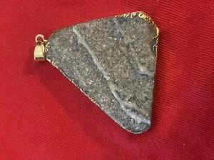 Purple/Gray Slice of a Geode Pendant, Electroformed Gold Plated Setting (19) - Picture 1 of 7