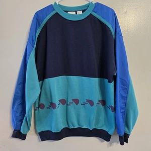 Vintage 80s 90s MacGregor Colorblock Sweatshirt XL Made in Taiwan Retro Graphic - Picture 1 of 8