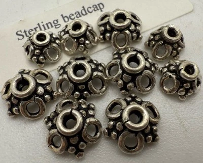 Tapas de cuentas ornamentadas de plata de ley 7-8 mm Cantidad:10 Foto 1 de 3