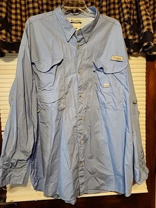 Columbia PFG Mens Fishing Shirt 3XL Long Sleeve Blue - Picture 1 of 10