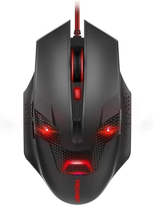 TECKNET Ratón para Juegos con Cable, Sensor Óptico Ajustable 8000 DPI 6 Botones, Rojo  Foto 1 de 4