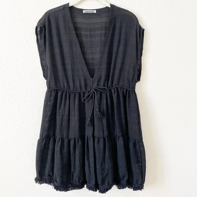 Robin Piccone Natalie Flouncy Dress Black Size Small Coastal Resortwear Goth - Image 1 of 4