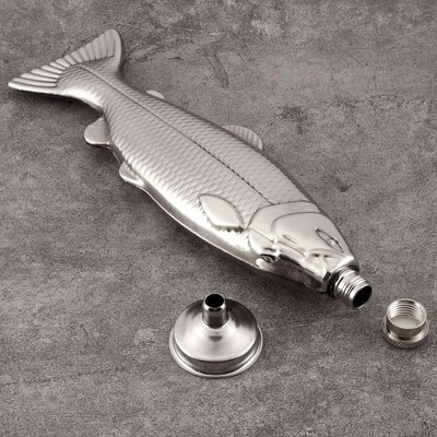 1 Set Fish-Shape Hip Flask 5Oz Bottle   Flask Stainless Steel Party1696 - Image 1 of 4