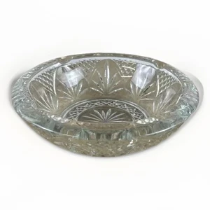VINTAGE geschliffenes Glas Bleikristall 3 Zigarren Aschenbecher 6" klar rund schwer für Männerhöhle - Bild 1 von 9