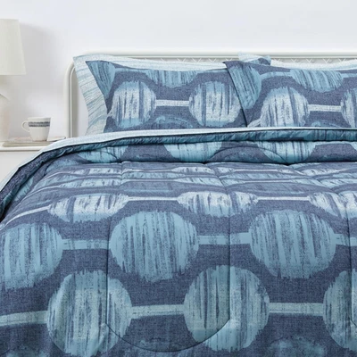 Conjuntos de edredom de microfibra leves, 7 peças, azul marinho, geometria, completo/rainha - Imagem 1 de 4