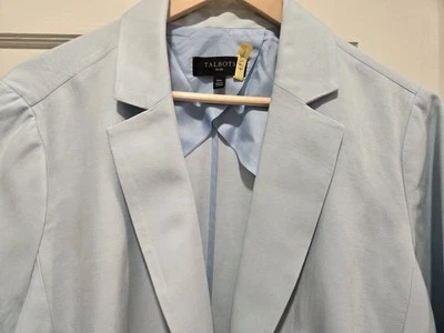 Blazer de verano Talbots Robin's azul huevo sin forro sin cierre 16W (talla grande) nuevo sin etiquetas Foto 1 de 4